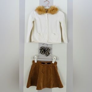 🐴🤎Janie and Jack faux fur cardigan with coordinating skirt size 3T🐴🤎
